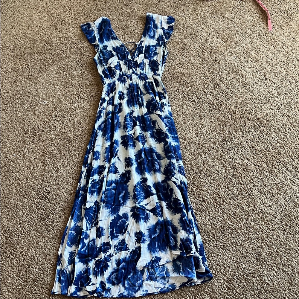 Billabong Romantic Flowy Navy Blue and White Floral Dress